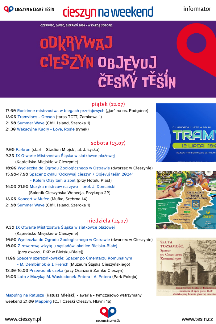 rozpiska weekendowa (mat. UM Cieszyn)