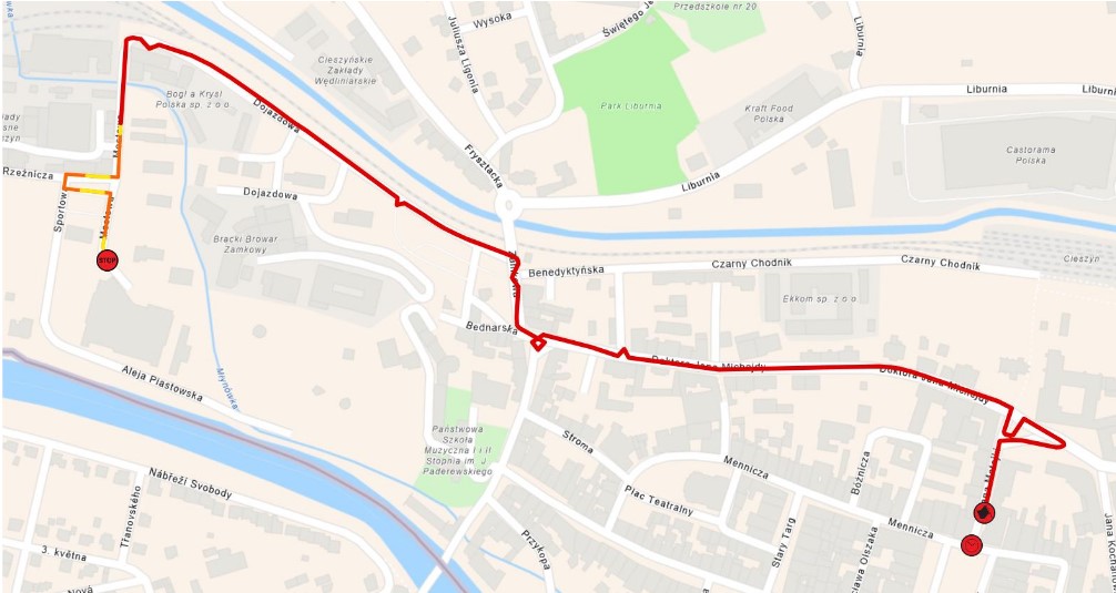 Trasa rajdu 49. VIVA PARK Cieszyńska Barbórka