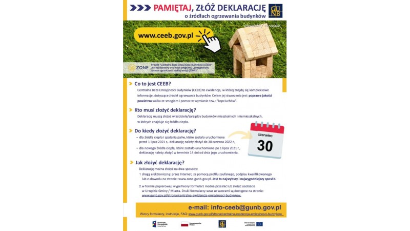 plakat dotyczący Centralnej Ewidencja Emisyjności Budynków fot. mat.pras