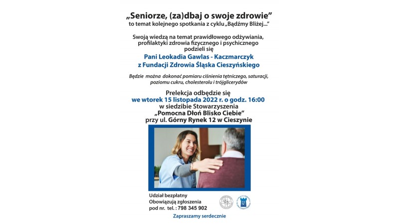 Plakat spotkania „Seniorze, (za)dbaj o swoje zdrowie” fot. org.