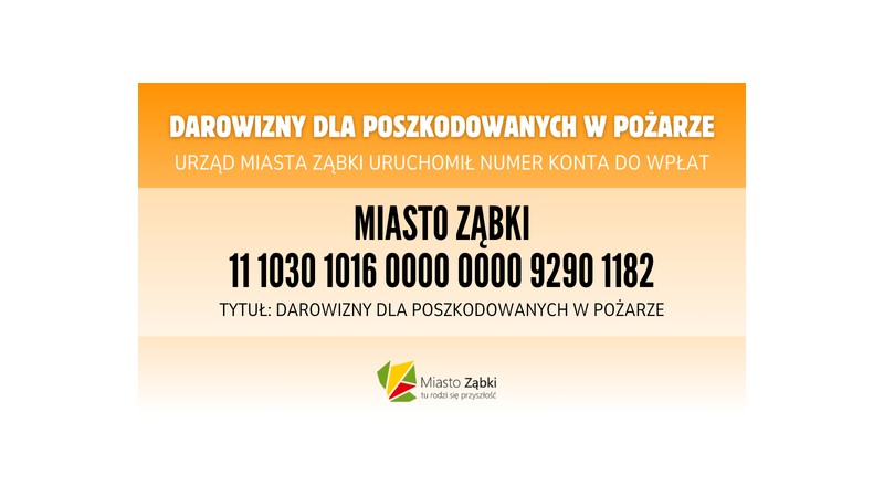 baner - dane i numer konta - wsparcie dla poszkodowanych  w wyniku tragicznego pożaru, fot. mat.pras 