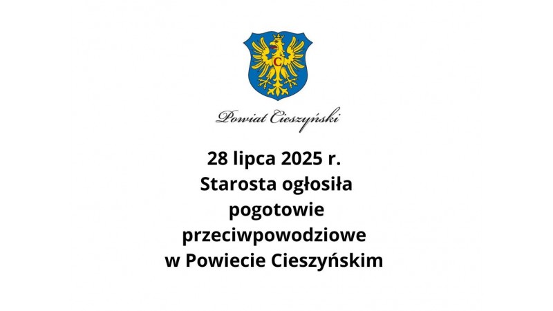 Grafika informująca o ogłoszeniu pogotowia przeciwpowodziowego