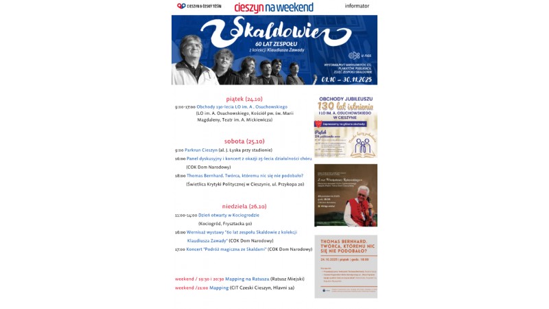 rozpiska weekendowa (mat. UM Cieszyn)