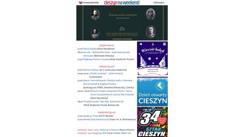 Rozpiska weekendowa (mat. UM Cieszyn)