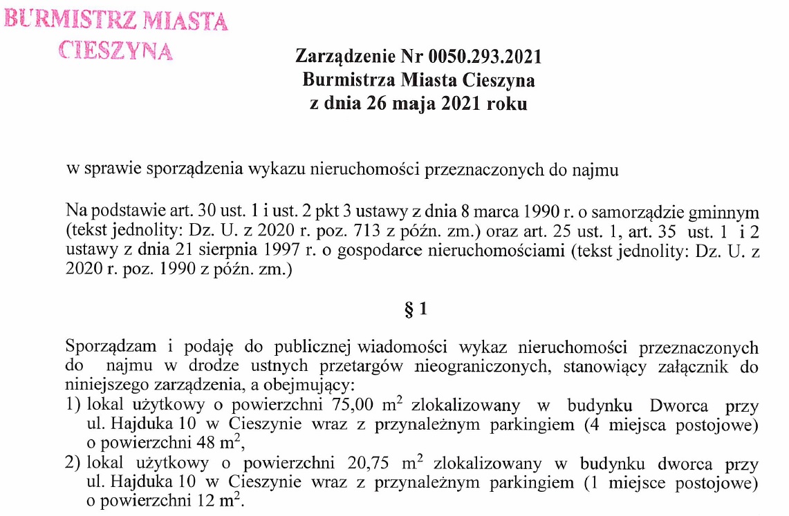 Zarządzenie Nr 0050.293.2021
